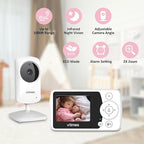 Baby Monitor with 2 Cameras, 2.4" LCD Screen Video Baby Monitor No WiFi Night Vision VOX Mode Alarm and 1000ft Range, Peace of Mind for New Parents