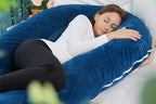 Meiz Pregnancy Pillow, Pregnancy Body Pillow, Pregnancy Pillows for Sleeping, 65" Maternity Body Pillow for Pregnant Women with Velvet Cover, Blue