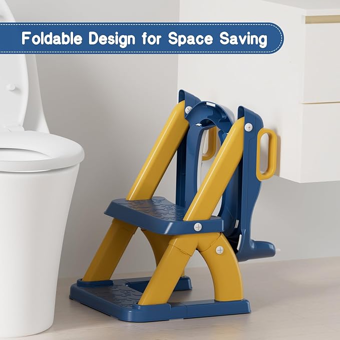 Potty Training Seat, Toddler Toilet Seat for Kids Boys Girls, 2 in 1 Potty Training Toilet for Kids, Splash Guard Anti-Slip Pad Step Stool, Adjust High Potty Chair for Toddler Kid Boys Girls
