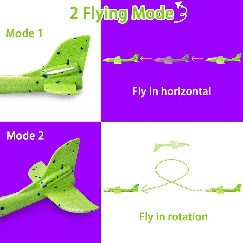 CUKU 6 Pack LED Light Airplane Toys-17.5" Large Throwing Foam Plane-2 Flight Modes Glider Plane-Outdoor Flying Toys for Kids-Flying Toys Gift for Boys Girls 3 4 5 6 7 8 9 Years Old