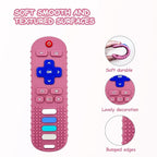 YAPROMO Babay Teething Toys, Silicone Remote Control Teether, BPA Free & Refrigerator Safe (Black&Pink)