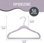 50 Premium Velvet Baby Hangers 11.8" Inch Non-Slip Infant, Ultra Slim Space-Saving Children Closet Hangers, 360° Swivel Hook, Strong & Durable Baby Toddler Kids Clothes Hanger, Purple