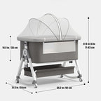 PandaEar Foldable Baby Bassinet Bedside Sleeper, Portable Crib with Wheels & Diaper Changing Table, Adjustable Height Infant Bed, Co-Sleeper for Newborns, Breathable Mesh