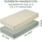 Baby Crib Sheets for Boys Girls, 2 Pack Fitted Crib Sheet for Standard Crib and Toddler Mattress, Soft Microfiber Baby Sheet 52x28x8in (Brown & Green)