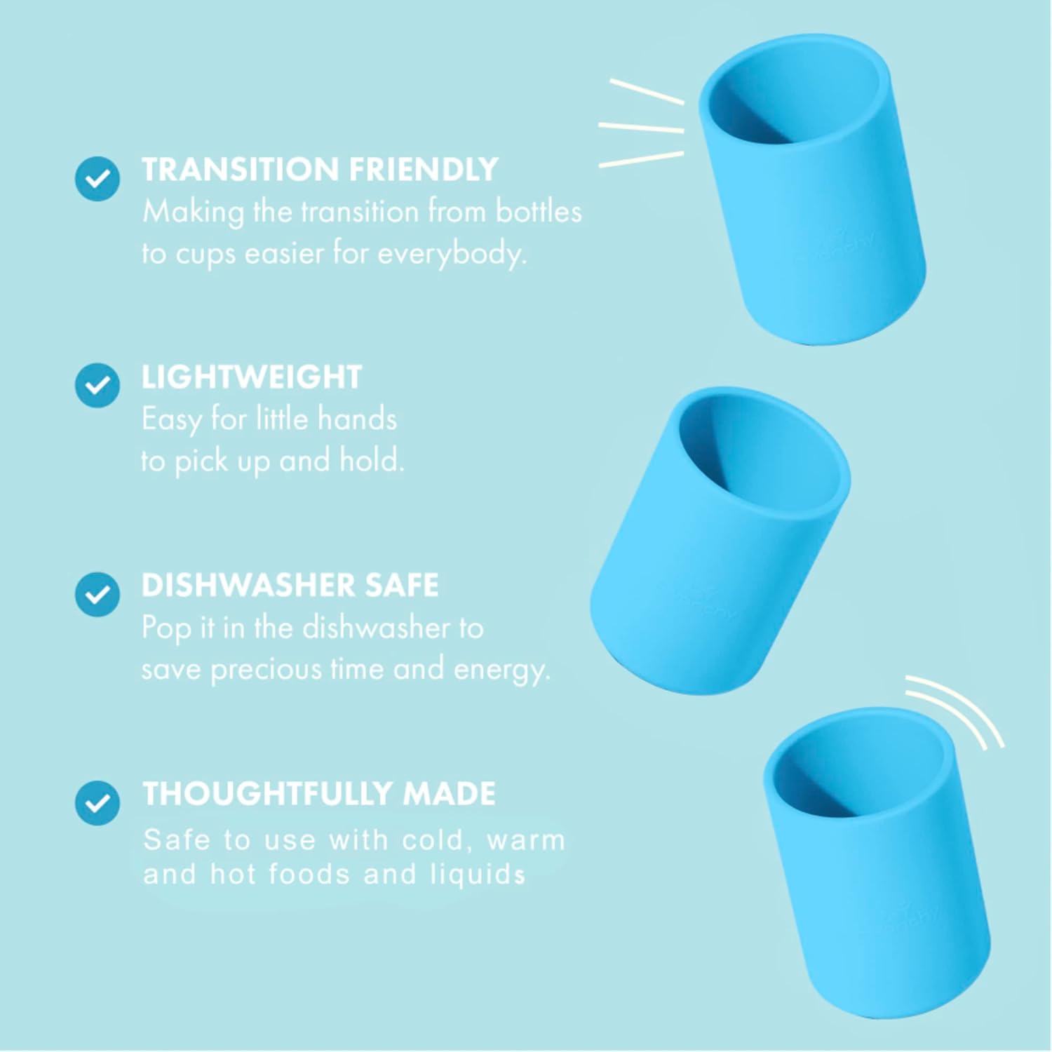 Avanchy Silicone Training Cup – 12 oz Open Cup for Toddlers and Infants – Ideal for Baby Led Weaning and Transitioning from Bottles, Blue