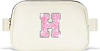 Monogrammed Gifts for Girls Women - Fanny Pack for Kids Teens,Crossbody Bag for Women Trendy Everywhere Belt Bag Monogrammed Crossbody Bag Waist Pack | Cream,Initial H