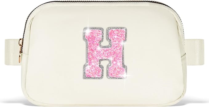 Monogrammed Gifts for Girls Women - Fanny Pack for Kids Teens,Crossbody Bag for Women Trendy Everywhere Belt Bag Monogrammed Crossbody Bag Waist Pack | Cream,Initial H