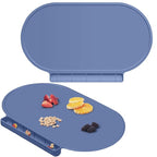 Silicone Placemat for Baby, Silicone Baby Toddlers Non-Slip Tablemats Stain Resistant Anti-Skid Reusable Dishwasher Safe Table Mats, Portable Food Mat Travel (2Pack, Lake Blue)