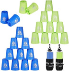yeesport 24 Pcs Sport Stacking Cups, Sport Training Game for Challenge Competition, Plastic Stacking Cups, Classic Family Game for Kids and Adults, Blue+Green