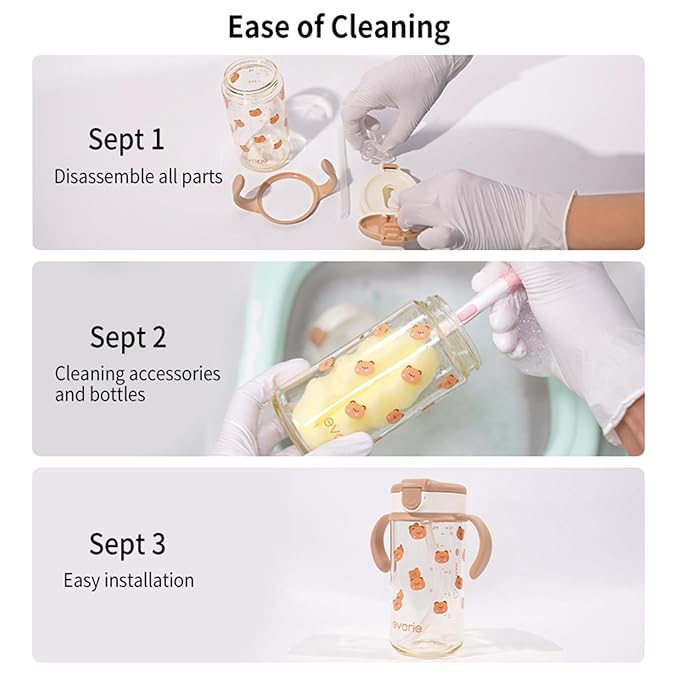 Evorie Tritan Spill Proof Toddler Straw Sippy Cup, 10 oz for Baby and Toddlers 1-3 Years Old, No Spill Straw Water Bottle with Removable Handles, Ideal for School, BPA-Free, Evorie Smiles