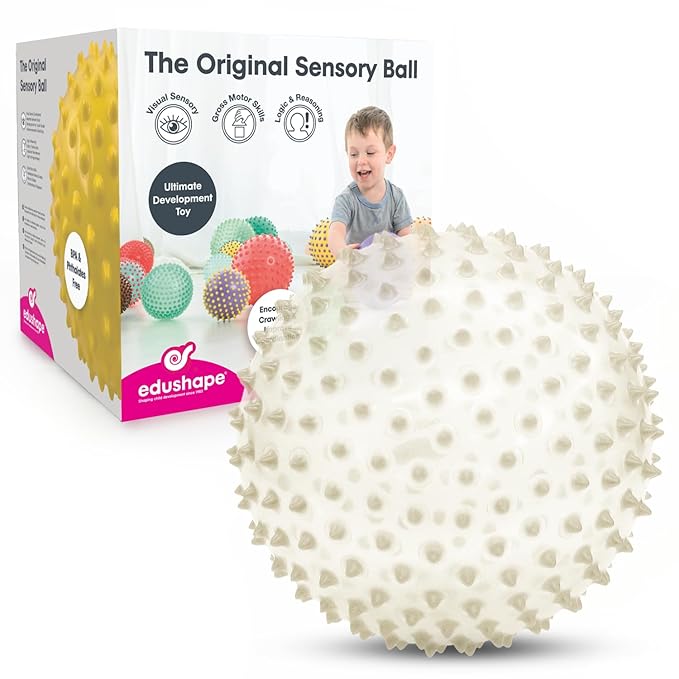 Edushape The Original Sensory Ball for Baby - 7" Glow-in-The-Dark Color Baby Ball That Helps Enhance Gross Motor Skills for Kids Aged 6 Months & Up - Vibrant, Colorful & Unique Toddler Ball