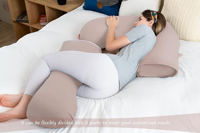 INSEN Pregnancy Pillow for Sleeping,Maternity Body Pillow for Pregnancy Women,Pregnancy Support Pillow for Back, Hip Pain, Apricot