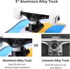 WhiteFang Skateboards for Beginners, Complete Skateboard 31 x 7.88, 7 Layer Canadian Maple Double Kick Concave Standard and Tricks Skateboards for Kids and Beginners