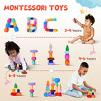 Wooden Stacking Rocks - 40 Pcs Montessori Sensory Learning Toys for Kids 3-9 | Balance Building Blocks Educational STEM Toys for Boys Girls