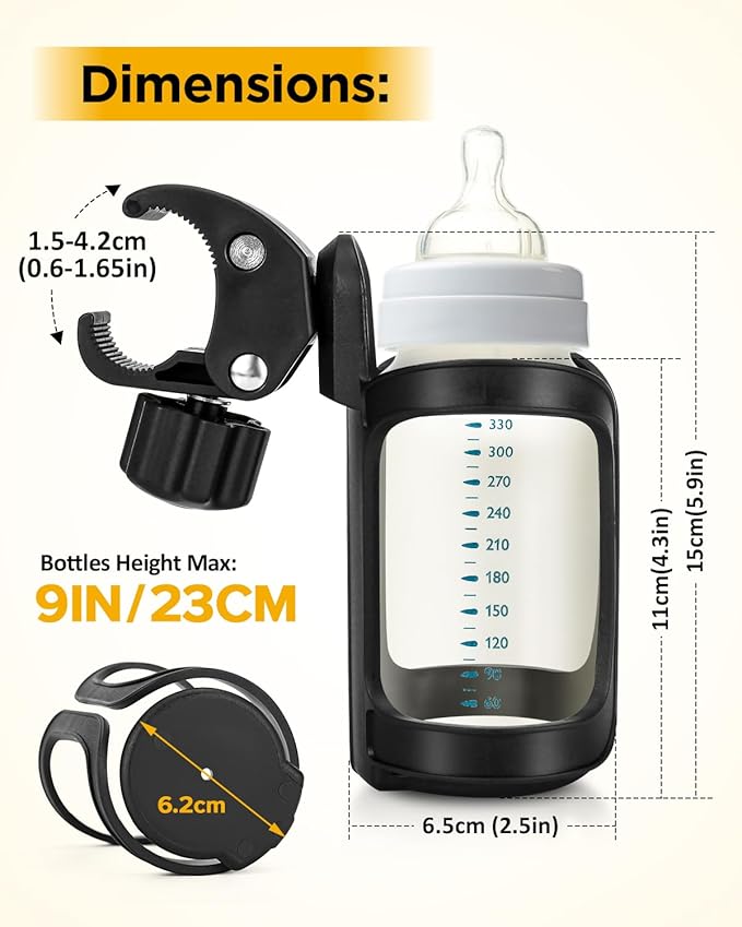 Pack of 2 Stroller Cup Holders, Universal Drinks Holder for Bikes, Trolleys or Walkers