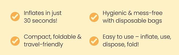 Travel Potty Seat for Toddlers - Inflatable Portable Toilet Kids Chair, Foldable Compact Lightweight Potty for Camping Road Trips, Outdoor Car Travel, Holds 66 lbs and 20 Durable Disposable Bags