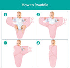 Biloban Baby Swaddles 0-3 Months for Girls, Cotton Swaddle Blanket, Newborn Essentials, Grey & Pink, 2 Pack