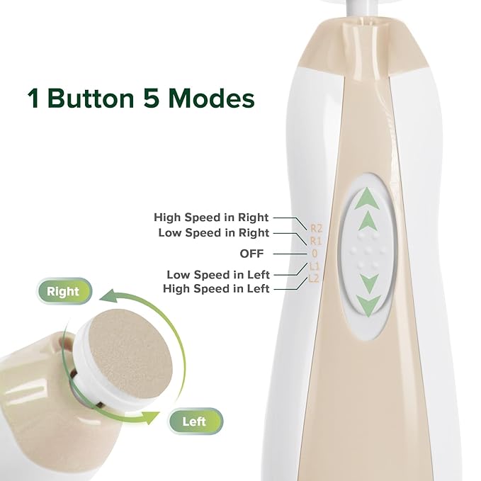 haakaa Baby Nail Trimmer Electric Baby Nail Clippers Kit for Newborn, Toddler or Adults Fingernails and Toenails Care, Baby Nail Care Set & Extra 4 Replacement Pads Combo - Acorn