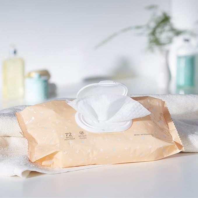 McKesson Baby Wipes, Baby Powder Scent (12 Packs, 864 Wipes) - Aloe & Vitamin E, 99% Water, Flip-Top Lid, Wipes for Sensitive Skin & Diaper Rash, 6.8 in x 7 in, 72 per pack