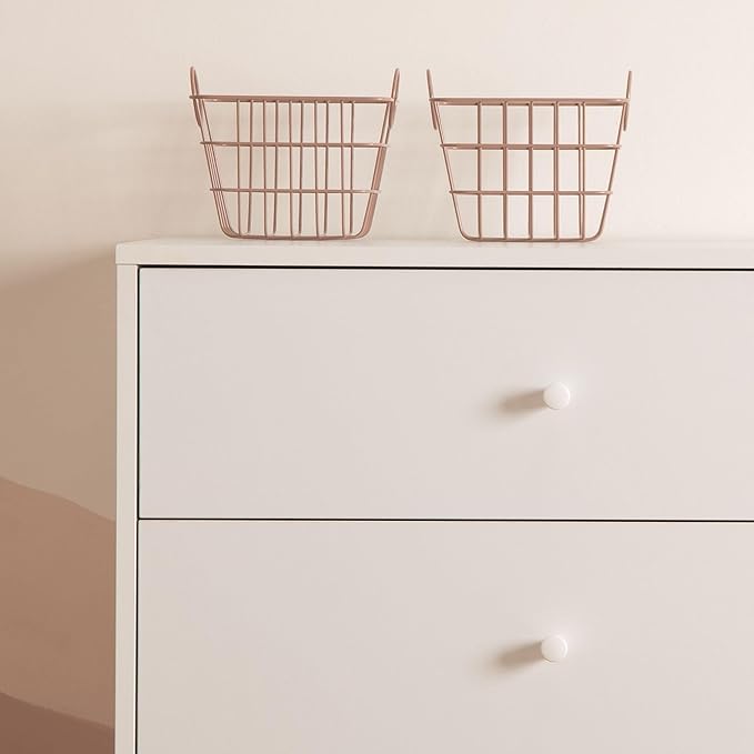 dadada Central Park 3-Drawer Dresser with Open Shelving - Modern Design, Baby-Safe Finish, Forged Steel Support, Sturdy Wood Legs, for Nursery, Kids or Teen Room, 47” Wide (White+Natural)