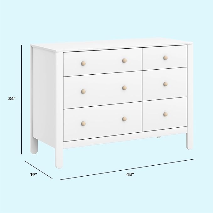 DaVinci Carter's Marisol 6-Drawer Dresser in White/Washed Natural, GREENGUARD Gold Certified
