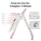 3-in-1 Foldable High Chair for Babies & Toddlers – Adjustable Height, Reclining Seat, 5-Point Safety Harness, Removable Tray, Lockable Wheels, Washable Cushion – Portable & Easy Clean, Pink