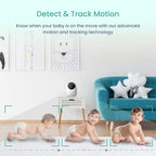 Babysense 2Peek Video Baby Monitor, WiFi Security Camera with Auto Tracking (2Pcs), 3MP Super HD, Intelligent Motion & Sound Detection, Night Vision, Private Hidden Lens Mode, Supports SD Card