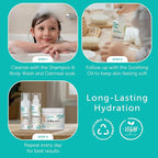 Mambino Organics Soothing Bath Set, Organic Oatmeal Bath Soak, Soothe Me Shampoo & Body Wash, and Calming Oil, Gentle for Sensitive Skin, Vegan, Baby Bath Essentials, 3-Pack, 5.5 oz Each