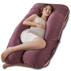 QUEEN ROSE Pregnancy Pillow, Maternity Body Pillow for Sleeping, U Shaped Pillow for Body Support Sleeping, Silky Satin Cover, Purple