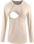 GINKANA Women's Nursing Hoodie Sweatshirt Long Sleeves Breastfeeding Maternity Tops Casual Clothes