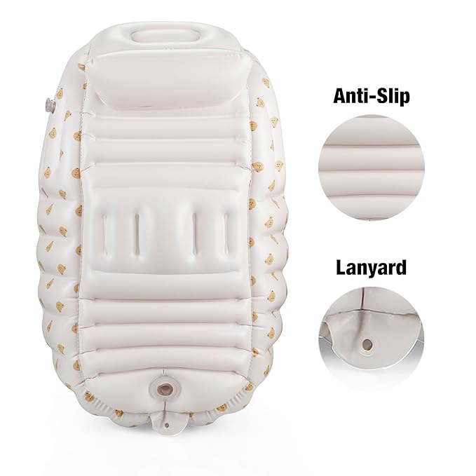 PandaEar 2 Pack Baby Inflatable Bathtub & Baby Seat for 3 Months+, Portable Travel Baby Infant Bath Tub and Infant Chair Toddler Floor Seats with Built in Air Pump for Newborn