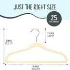 25 Premium Kids Velvet Hangers - 14" Non-Slip Clothes Hangers for Kids & Preteens - Ultra Slim, Space-Saving, Strong & Durable Hangers with 360° Swivel Hook - Beige