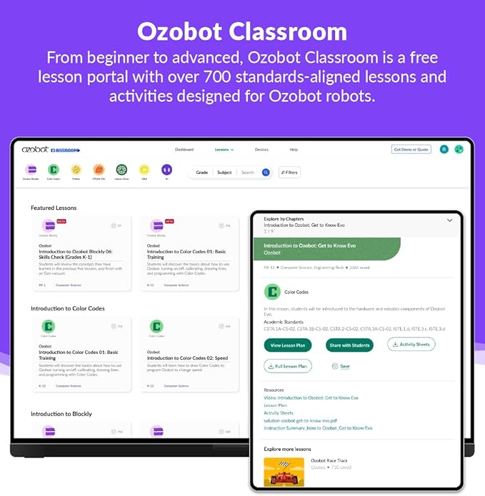 Evo Entry Kit: Interactive Coding Robot, Kids Ages 5+, Includes Color Code Markers, Charging Cable, Zip Case, Access to 700+ STEM Lessons - Educators & Parents, No Coding Experience Required