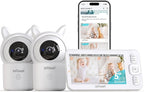 ieGeek Baby Monitor with 2 Cameras, 5" Screen & 1080P Cameras & Free Smart App Split Screen Dual Baby Monitor, Upgraded Night Vision/PTZ/2-Way Audio/Auto Tracking Detection Notification and Alert