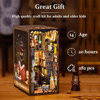 CUTEBEE Book Nook Kit - DIY Miniature House Dollhouse Kit for Adults and Teens, 3D Wooden Puzzle Booknook Build Bookshelf Decor, Gifts for Family and Friends (Magic Pharmacist)