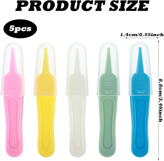 5 Pcs Nose Cleaning Tweezers, 5 Colors Baby Booger Picker with Round Head Effective Nose Picker Baby Ear Noses Navel Cleaner Clip for Babys Care