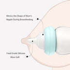 YOHKOH Natural Glass Baby Bottle with Natural Response Nipple, Newborn Anti-Colic Baby Bottles, Wide Neck Mushroom Cap Baby Bottle, Clear (8.8ounce (Pack of 4), Multicolour2)