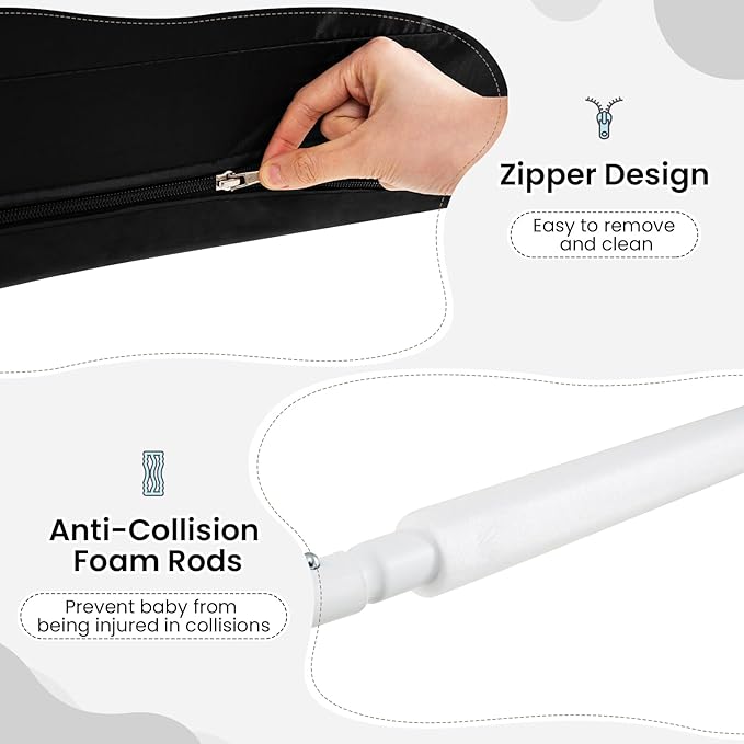 INFANS Bed Rail for Toddlers, 59" Foldable Safety Baby Crib Rail Fit for Kids Twin, Extra Long Swing Down Bed Guardrail for Convertible Crib, Queen, Full, King Mattress Side Guard (Black)