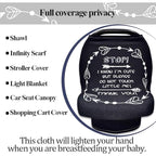 Car Seat Covers for Babies, No Touching Sign Car seat Canopy, Infant Stroller Covers for Newborn Girl Boy, Multiuse Nursing Covers for Breastfeeding, Ultra-Soft Breathable, High Chair Cover, Black