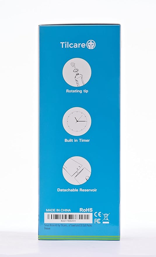 Nasal Irrigation System by Tilcare - Perfect Nasal Rinse Machine for Sinus & Allergy Relief - Electric Neti Pot for Nasal Irrigation to Cleanse Your Stuffy Nose - Comes with a Towel and 30 Salt Packs