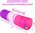 Kids Play Tunnel Tent for Toddler, 6-ft Pop Up Crawl Tunnel Toy for Baby Infant Children or Dog Cat, Collapsible Gift for Boy and Girl Play Tunnel Indoor and Outdoor Game (Colorful Play Tunnel)