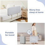 Ciilee Baby Bed Rail for Toddlers Portable Travel Kids Beds Guard Rails for Queen Bed Foldable Children Side Railing for Twin Beds Adjustable Bedrail Barandas para Camas de Niños（Grey,48in