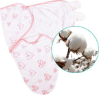 Biloban Baby Swaddles 0-3 Months for Girls - Cotton Swaddle Blanket, Newborn Essentials, Lovely Pink Print, 2 Pack
