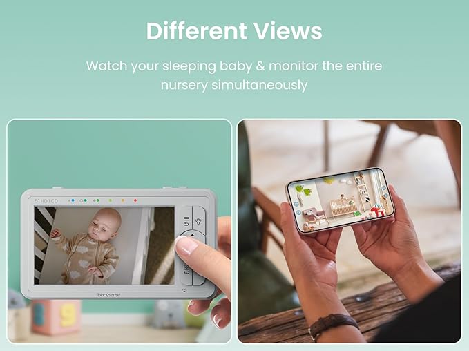 Babysense HDS2 5” HD Non-WiFi Baby Monitor Bundle with FullPeek WiFi Camera (2 Items)