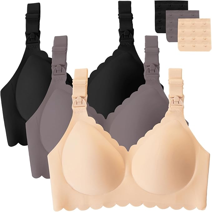 Gailife 3 Pack Nursing Bras for Breastfeeding Seamless Wireless Maternity Bras for Pregnancy Soft Sleep Breastfeeding Bra