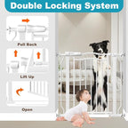Extra Wide Dog Gate for Doorways 62.6-72 in, Walk Through Long Baby Gates for Large Openings, No Drill Child Safety Gate for Pets Kids Toddler, Doggy Barrier Indoor Metal, 30" Tall White