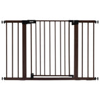 BABELIO Baby Gate with Black Wood Pattern, 29-48 Inch Auto Close Dog Gate for The House, Stairs and Doorways, Pressure Mounted Pet Gate with Door and Y Spindle Rods