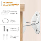 Furniture Anchors (20 Pack) for Baby Proofing, Anti Tip Furniture Anchor Securing 420lbs Tension Earthquake Resistant Metal Furniture Wall Anchor Prevent Baby Pet from Falling Furniture