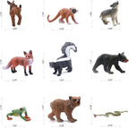 SIENON 18Pcs Forest Animals Figures Toys, Miniature Baby Woodland with Owl Hedgehog Fox Squirrel Bear Monkey Deer Wolf Snake for Kids Educational Christmas Birthday Party Gift Cake Decorations