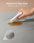 Blissful Diary Vegan Leather Baby Play Mat, 47x47 Thicken Foam Cushioned & Waterproof Playpen Mat for Infants and Toddlers, Stylish and Just Wipe-Clean Playmat for Baby Play on Floor, Light Gray